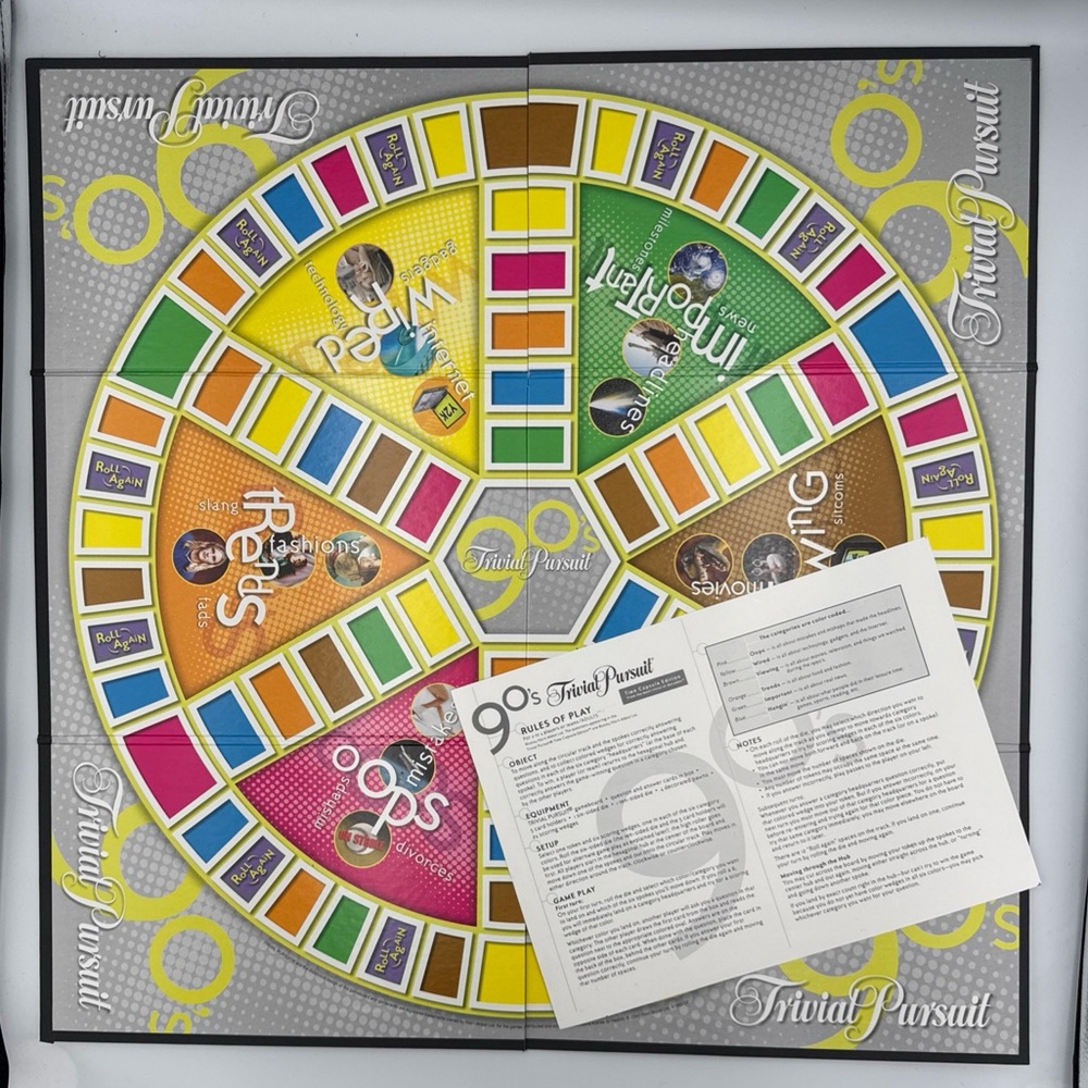 Trivial Pursuit 90s‎ Time Capsule Edition Game Board & Manual Replacement Parts